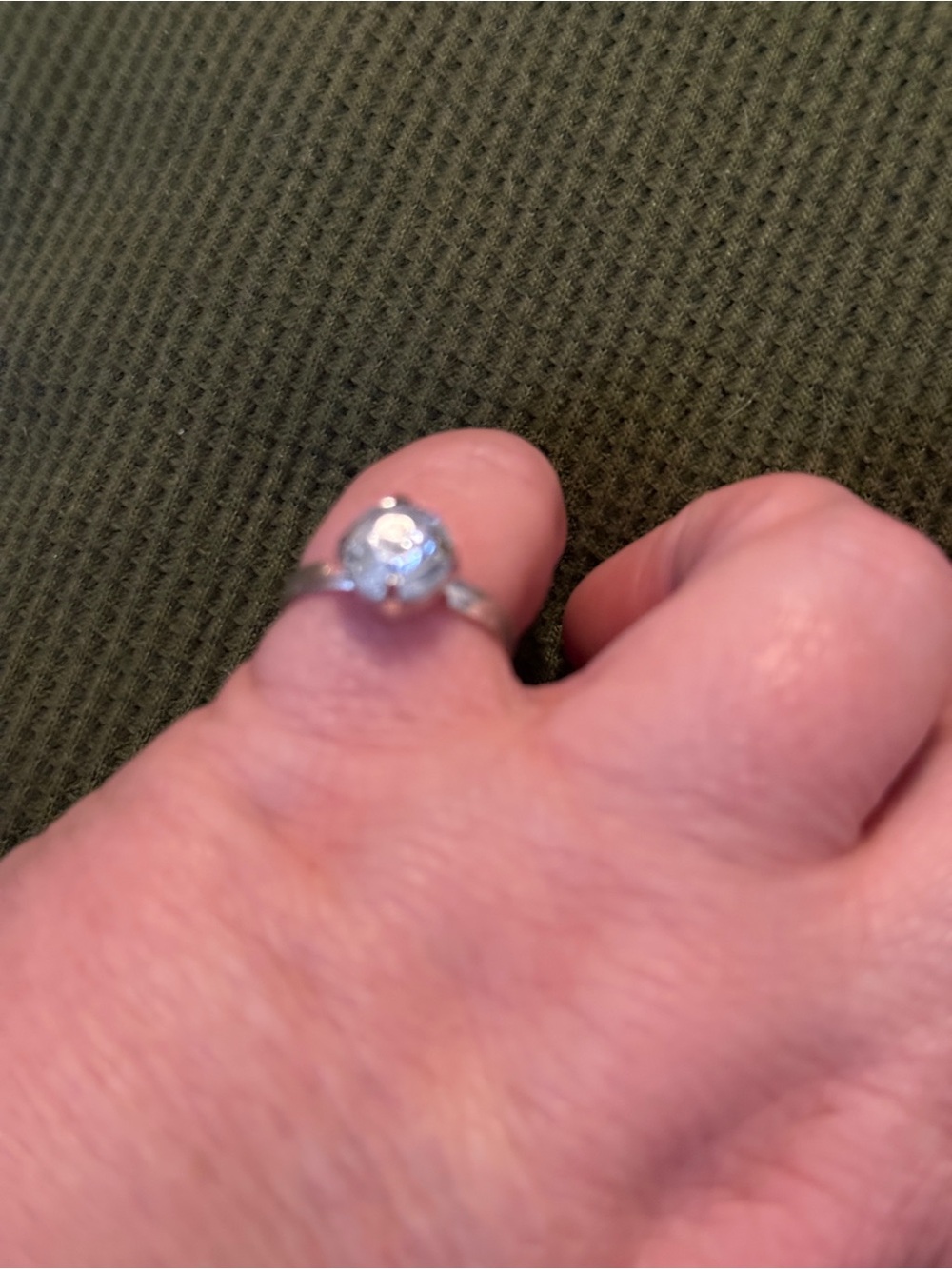 Classic Solitaire Round-Cut White Stone Silver Ring